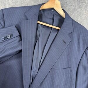 Ermenegildo Zegna Blazer Mens 58R (US 48) Navy Pinstripe Trofeo 600 Wool Silk